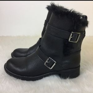GH Bass & Co Mara Fur Booties Size 5 Black